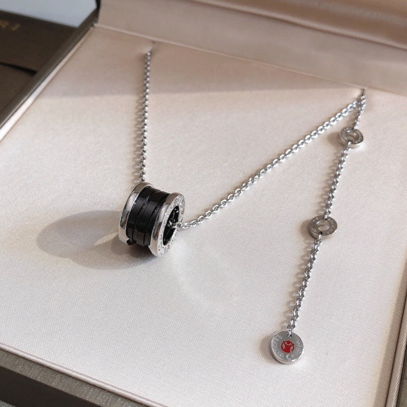 [BloomBling]ZERO 1 BLACK CERAMIC SILVER NECKLACE