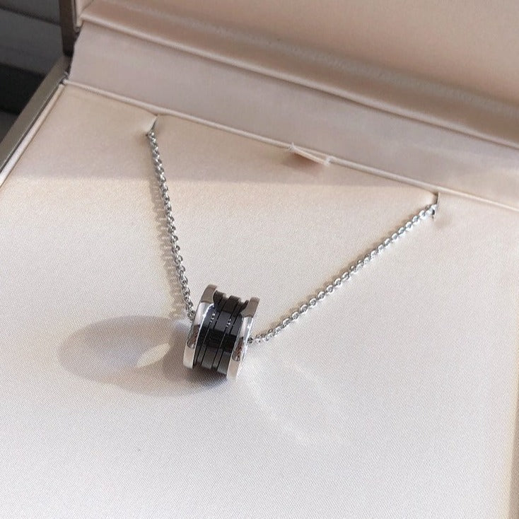 [BloomBling]ZERO 1 BLACK CERAMIC SILVER NECKLACE