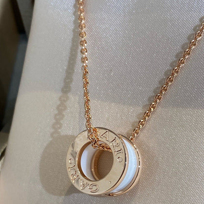 [BloomBling]ZERO 1 WHITE CERAMIC PINK GOLD NECKLACE