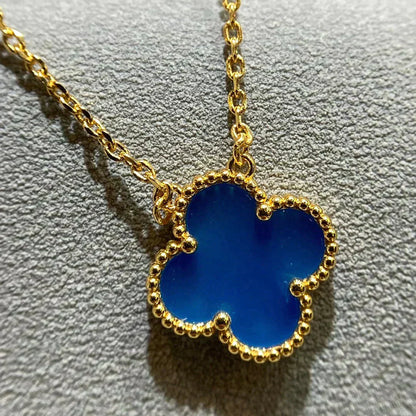 [BloomBling]CLOVER 15MM BLUE AGATE NECKLACE