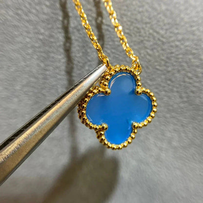 [BloomBling]CLOVER 15MM BLUE AGATE NECKLACE