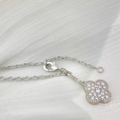 [BloomBling]CLOVER 5 MOTIFS SILVER DIAMONDS NECKLACE