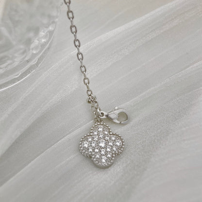 [BloomBling]CLOVER 5 MOTIFS SILVER DIAMONDS NECKLACE