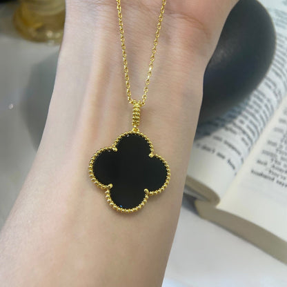 [BloomBling]CLOVER 25MM NECKLACE GOLD ONYX