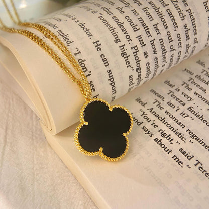 [BloomBling]CLOVER 25MM NECKLACE GOLD ONYX