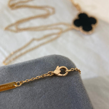 [BloomBling]CLOVER 25MM NECKLACE GOLD ONYX