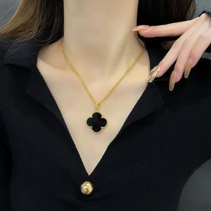 [BloomBling]CLOVER 25MM NECKLACE GOLD ONYX