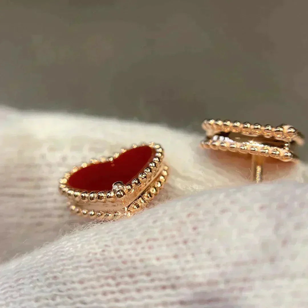 [BloomBling]HEART CARNELIAN STUD EARRINGS