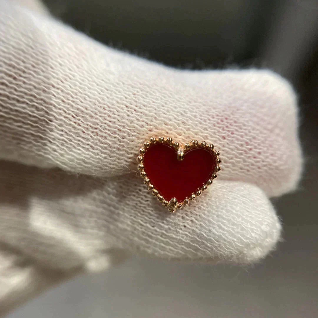 [BloomBling]HEART CARNELIAN STUD EARRINGS