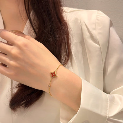 [BloomBling]COLOR STAR CARNELIAN PINK GOLD DIAMOND BRACELET