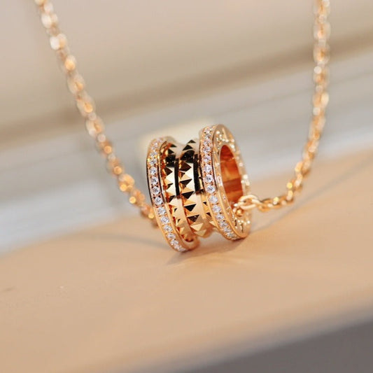 [BloomBling]ZERO 1 ROCK PEDANT PINK GOLD NECKLACE