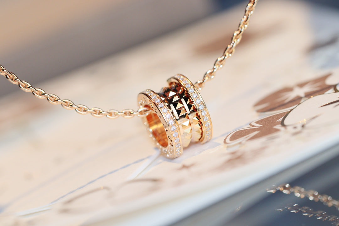 [BloomBling]ZERO 1 ROCK PEDANT PINK GOLD NECKLACE