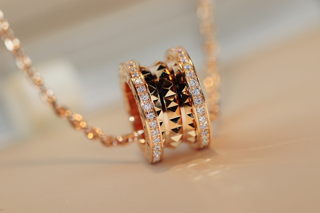 [BloomBling]ZERO 1 ROCK PEDANT PINK GOLD NECKLACE
