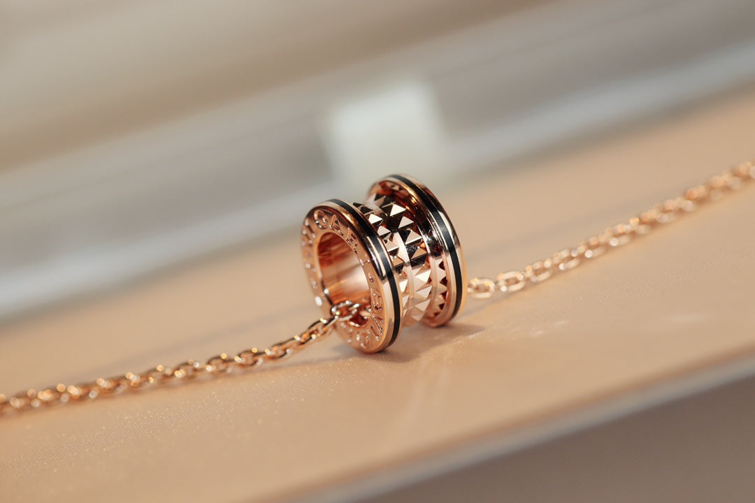 [BloomBling]ZERO 1 ROCK PEDANT PINK GOLD BLACK NECKLACE