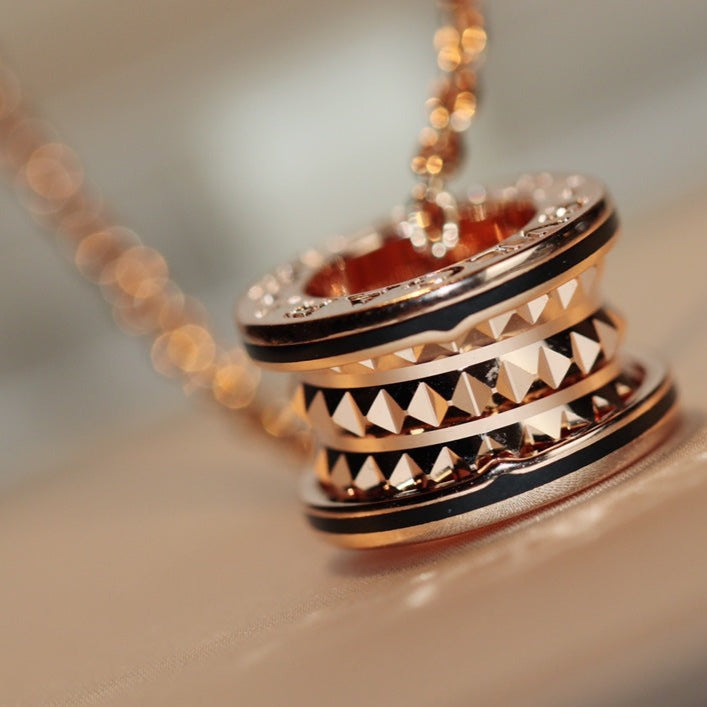 [BloomBling]ZERO 1 ROCK PEDANT PINK GOLD BLACK NECKLACE