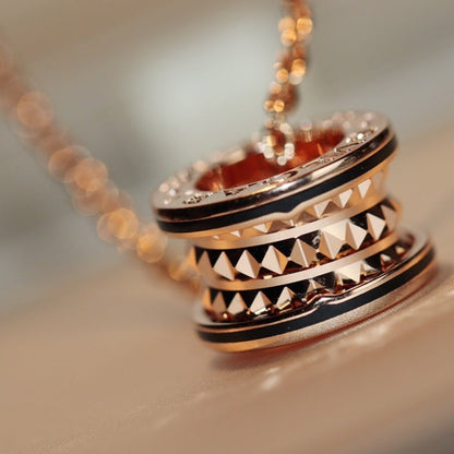 [BloomBling]ZERO 1 ROCK PEDANT PINK GOLD BLACK NECKLACE