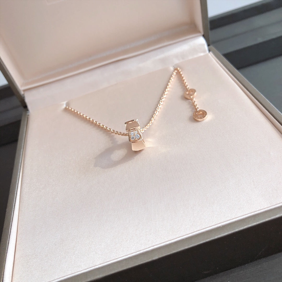 [BloomBling]SERPENTI PEDANT DIAMOND PINK GOLD NECKLACE
