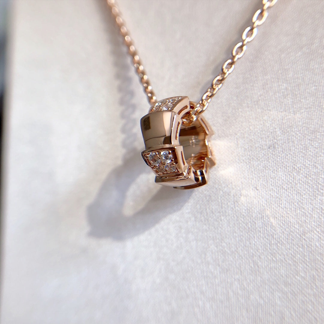 [BloomBling]SERPENTI PEDANT DIAMOND PINK GOLD NECKLACE
