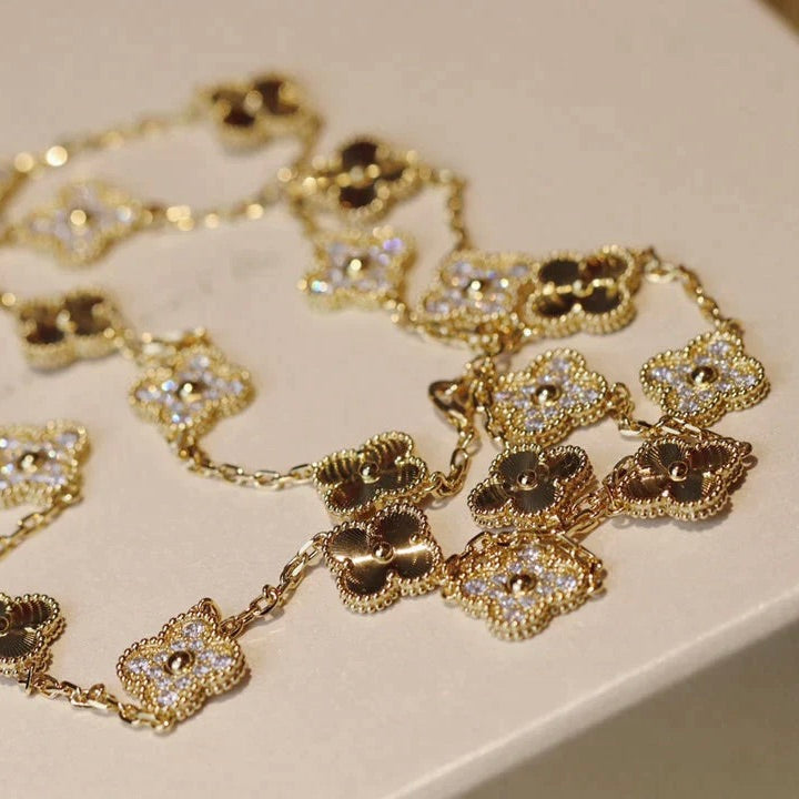 [BloomBling]CLOVER 20 MOTIFS LASER DIAMOND NECKLACE