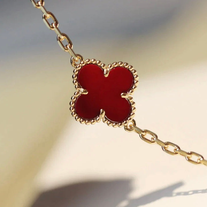 [BloomBling]CLOVER 20 MOTIFS CARNELIAN NECKLACE