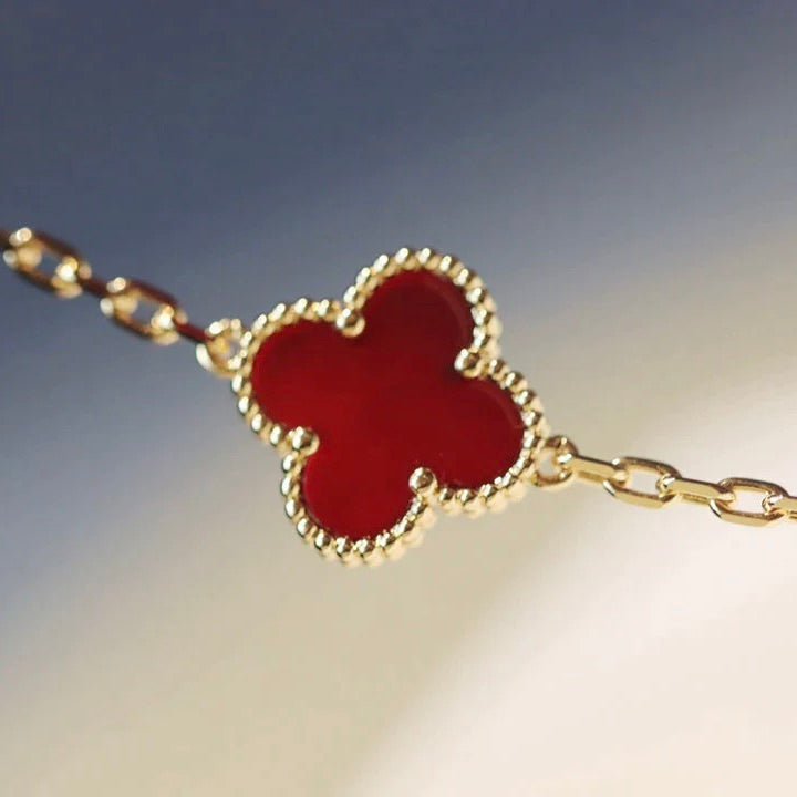 [BloomBling]CLOVER 20 MOTIFS CARNELIAN NECKLACE