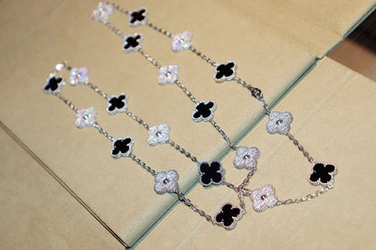 [BloomBling]CLOVER 20 MOTIFS ONYX DIAMOND SILVER