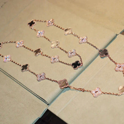 [BloomBling]CLOVER 20 MOTIFS DARK MOP DIAMOND  NECKLACE