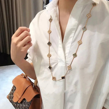 [BloomBling]CLOVER 20 MOTIFS DARK MOP DIAMOND  NECKLACE