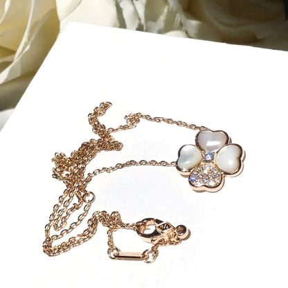 [BloomBling]CLOVER MOP DIAMOND ROSE GOLD NECKLACE
