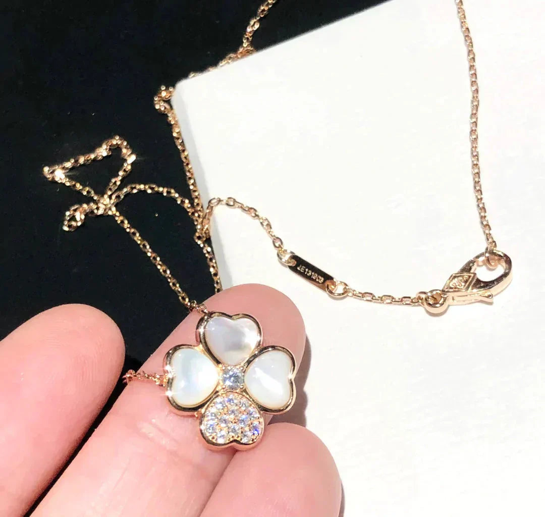[BloomBling]CLOVER MOP DIAMOND ROSE GOLD NECKLACE