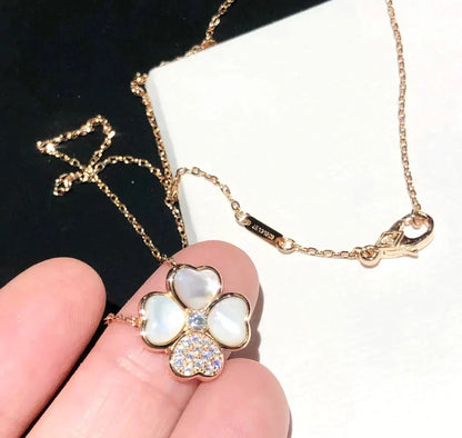 [BloomBling]CLOVER MOP DIAMOND ROSE GOLD NECKLACE