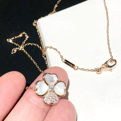 [BloomBling]CLOVER MOP DIAMOND ROSE GOLD NECKLACE