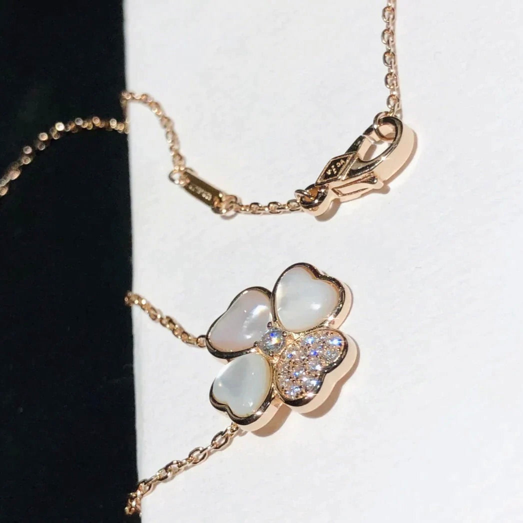 [BloomBling]CLOVER MOP DIAMOND ROSE GOLD NECKLACE