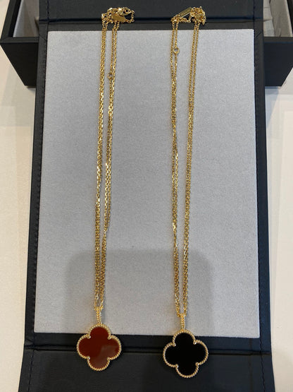 [BloomBling]CLOVER 25MM NECKLACE GOLD CARNELIAN