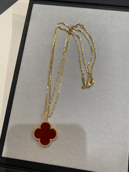 [BloomBling]CLOVER 25MM NECKLACE GOLD CARNELIAN