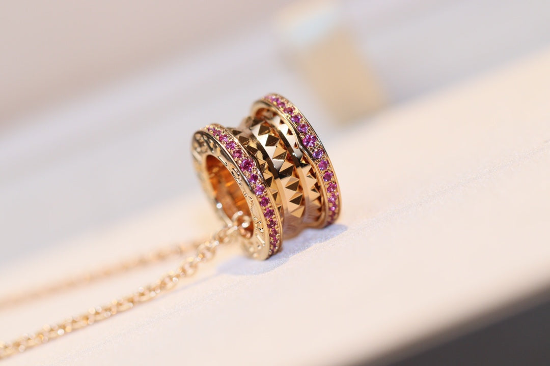 [BloomBling]ZERO 1 ROCK PINK GOLD PINK DIAMOND NECKLACE