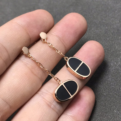 [BloomBling]CHAINE VERSO BLACK CERAMIC SILVER EARRINGS