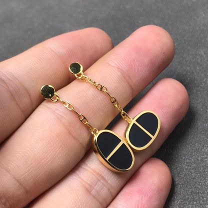 [BloomBling]CHAINE VERSO BLACK CERAMIC SILVER EARRINGS