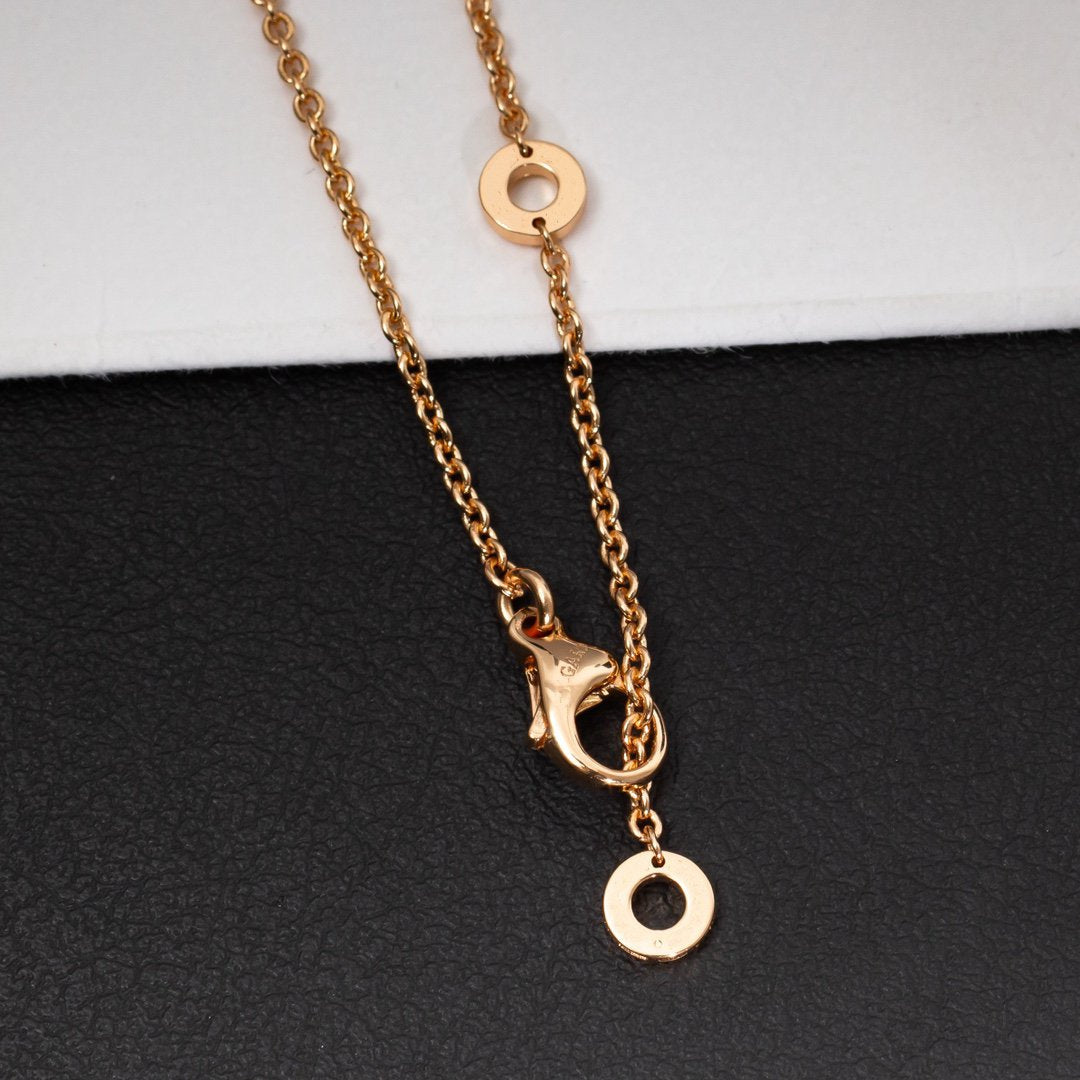 [BloomBling]ZERO 1 WHITE CERAMIC PINK GOLD DIAMOND NECKLACE