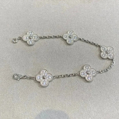 [BloomBling]CLOVER 5 MOTIFS  DIAMOND BRACELET SILVER