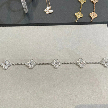 [BloomBling]CLOVER 5 MOTIFS  DIAMOND BRACELET SILVER