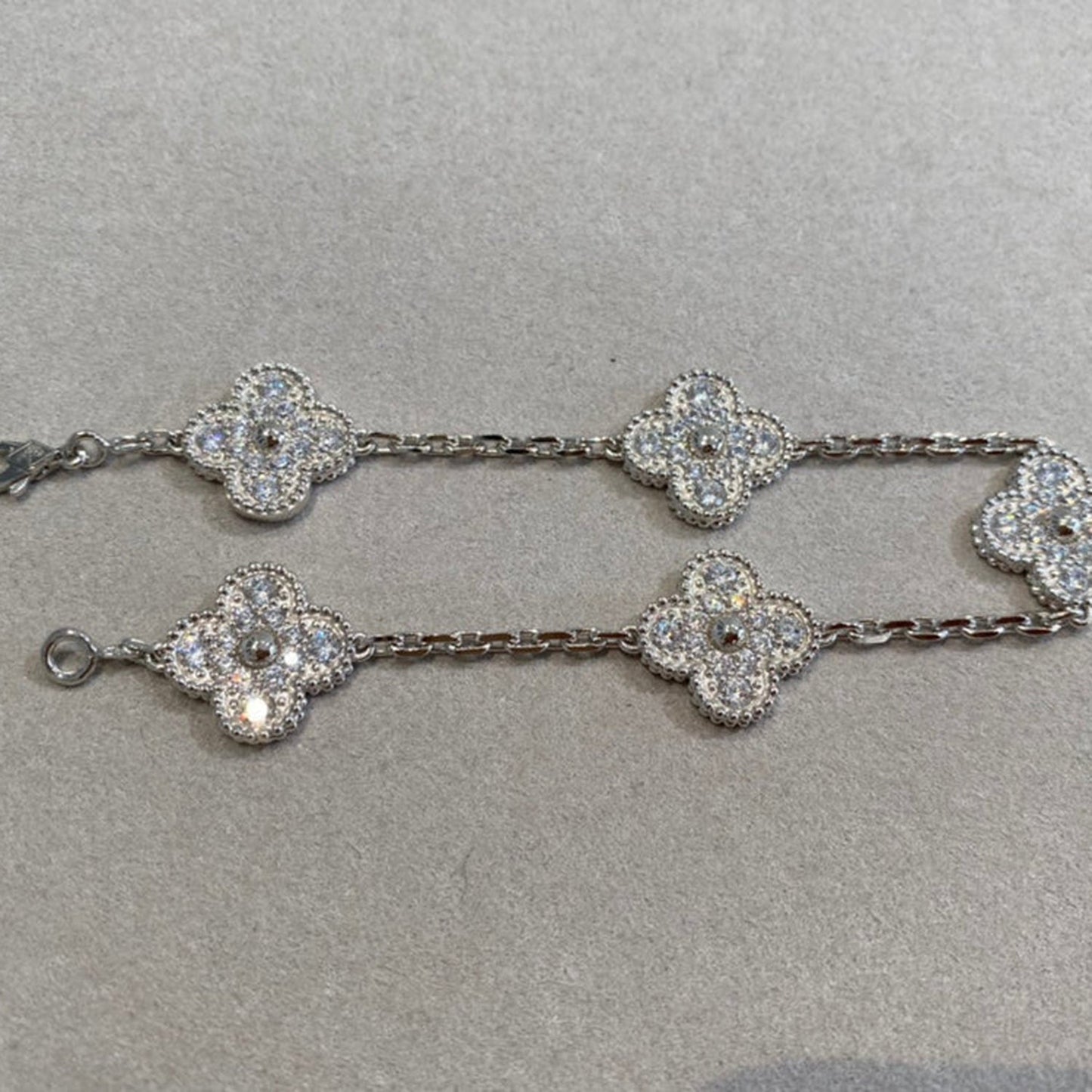 [BloomBling]CLOVER 5 MOTIFS  DIAMOND BRACELET SILVER