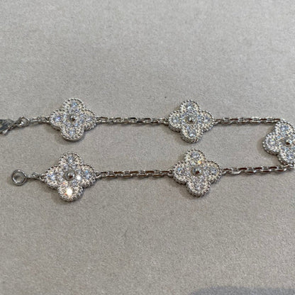 [BloomBling]CLOVER 5 MOTIFS  DIAMOND BRACELET SILVER