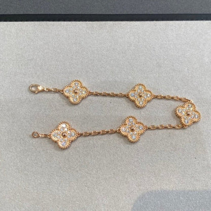 [BloomBling]CLOVER 5 MOTIFS  FULL DIAMOND BRACELET