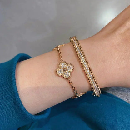 [BloomBling]CLOVER 5 MOTIFS  FULL DIAMOND BRACELET