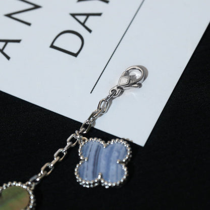 [BloomBling]CLOVER BRACELET 5 MOTIFS MOP CHALCEDONY SILVER