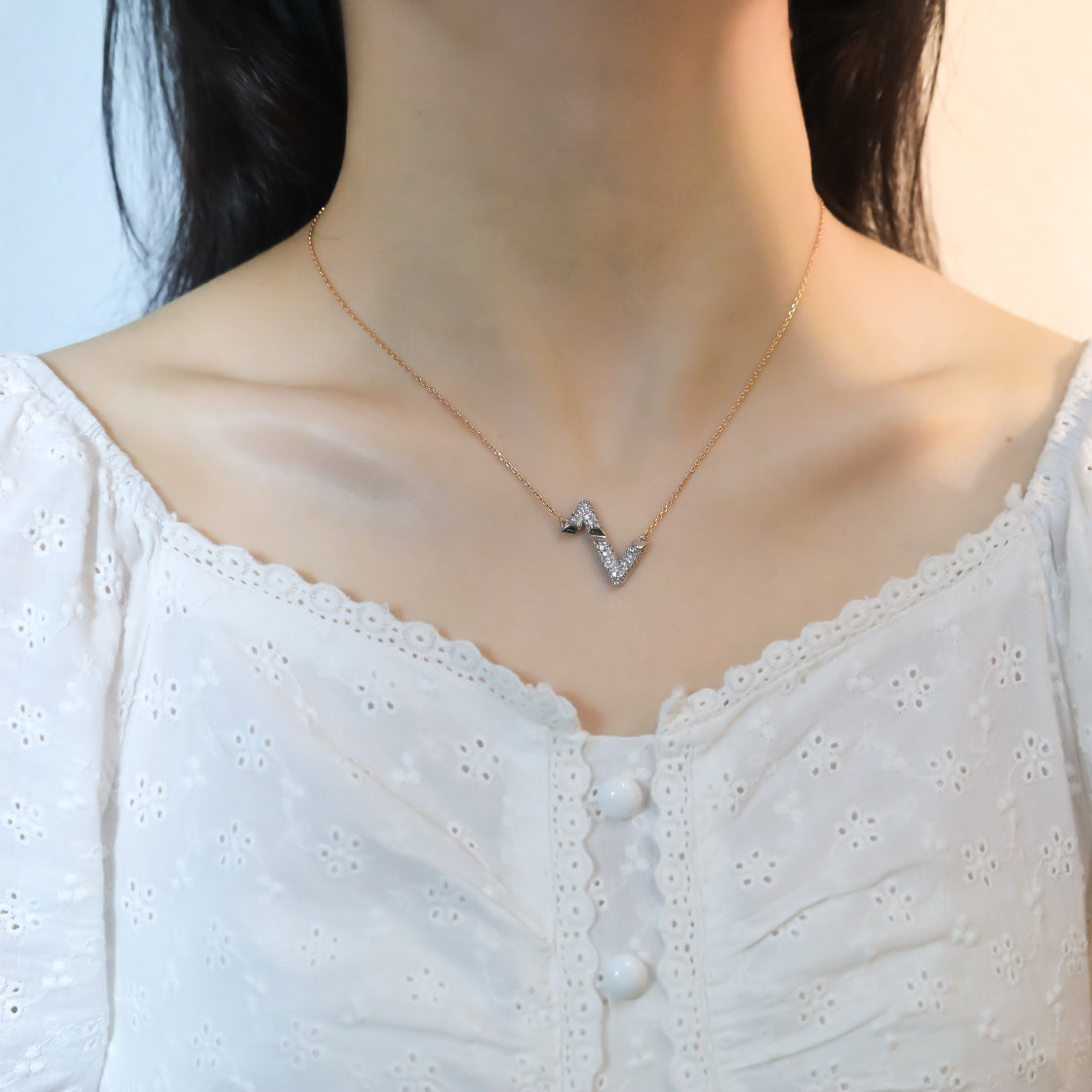[BloomBling]VOLT SILVER DIAMOND PEDANT NECKLACE