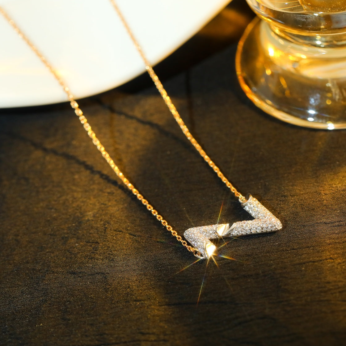 [BloomBling]VOLT SILVER DIAMOND PEDANT NECKLACE