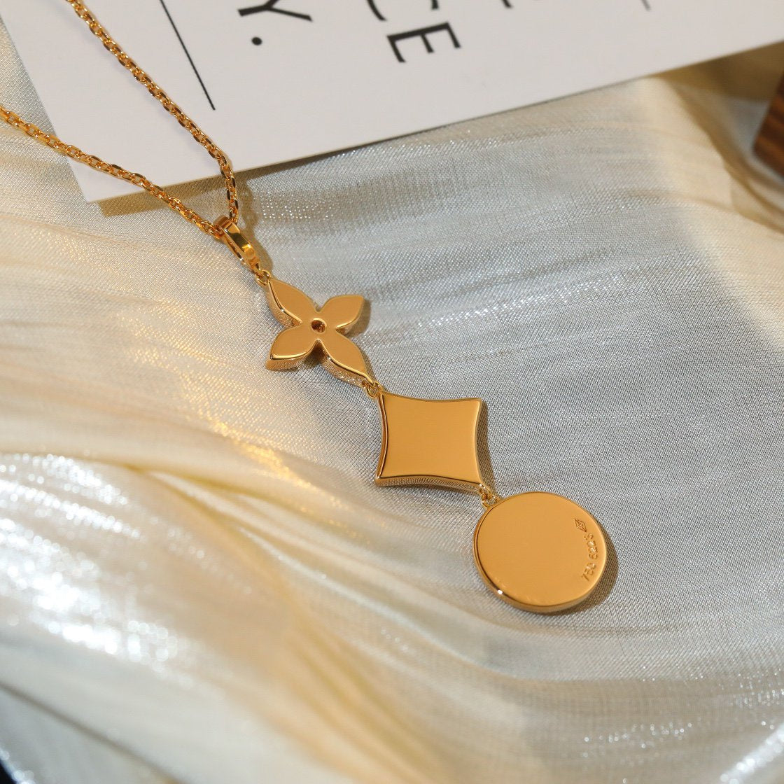 [BloomBling]STAR AND SUN DIAMOND PINK GOLD NECKLACE