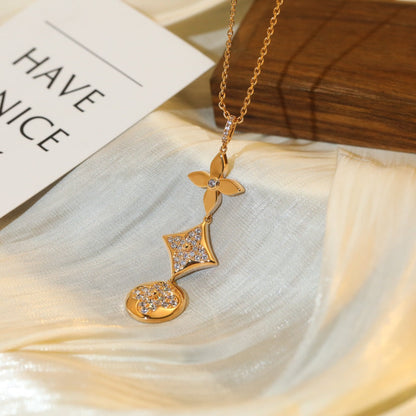 [BloomBling]STAR AND SUN DIAMOND PINK GOLD NECKLACE